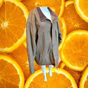 St Johns Bay Men's Brown Corduroy Collar Lined Canvas Utility Jacket Size L